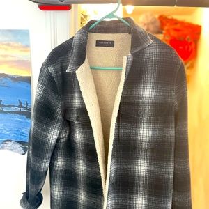 ALLSAINTS flannel fur lines jacket. Button up heavy coat. No flaws brand new